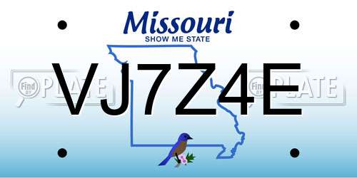 VJ7Z4E Missouri License Plate
