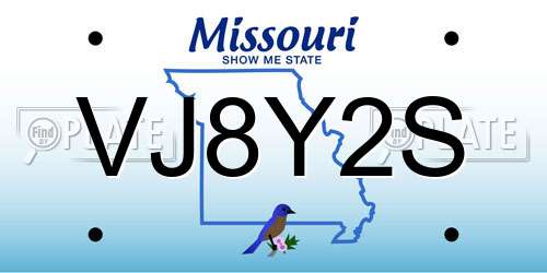 VJ8Y2S Missouri License Plate