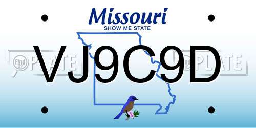VJ9C9D Missouri License Plate