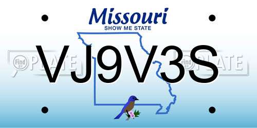 VJ9V3S Missouri License Plate