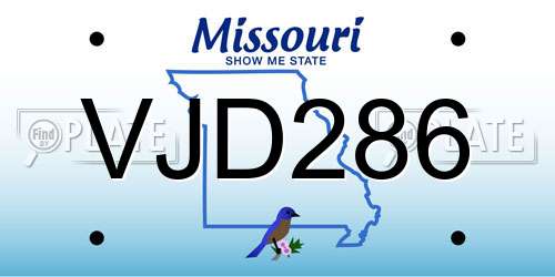 VJD286 Missouri License Plate