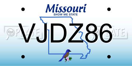 VJDZ86 Missouri License Plate