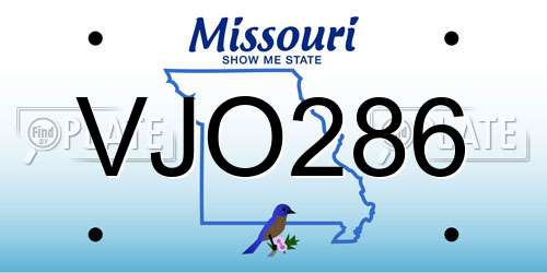 VJO286 Missouri License Plate