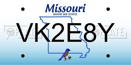 VK2E8Y Missouri License Plate