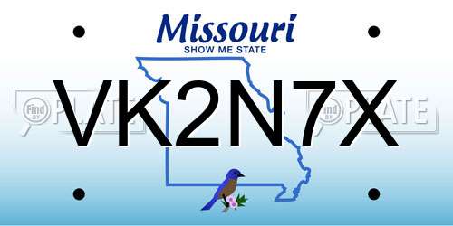 VK2N7X Missouri License Plate