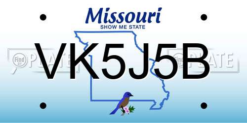 VK5J5B Missouri License Plate