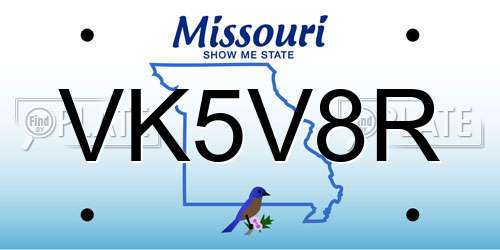 VK5V8R Missouri License Plate
