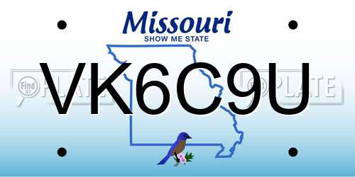 VK6C9U Missouri License Plate