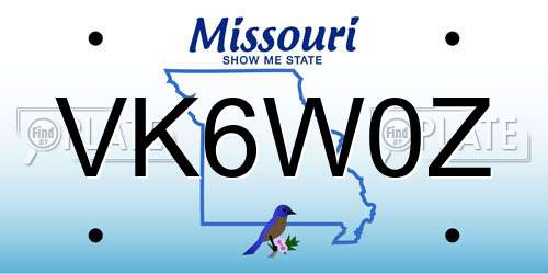 VK6W0Z Missouri License Plate