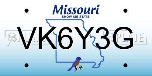 VK6Y3G Missouri License Plate