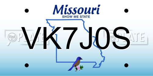 VK7J0S Missouri License Plate