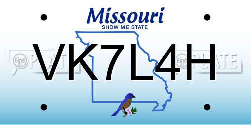 VK7L4H Missouri License Plate