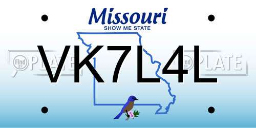 VK7L4L Missouri License Plate