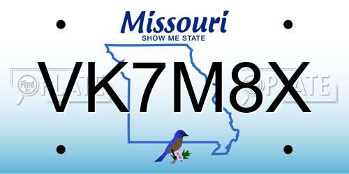 VK7M8X Missouri License Plate