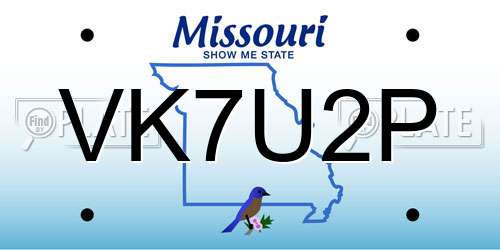 VK7U2P Missouri License Plate