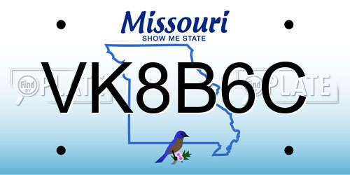 VK8B6C Missouri License Plate