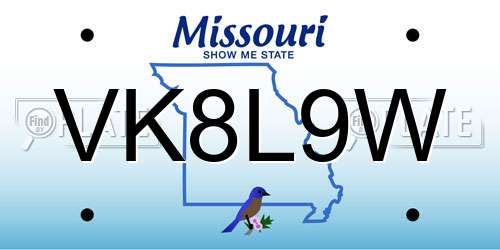 VK8L9W Missouri License Plate