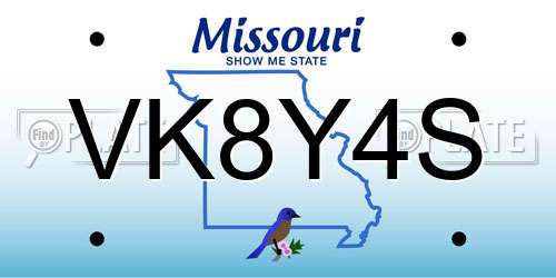 VK8Y4S Missouri License Plate