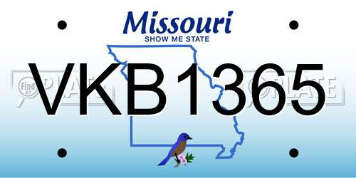 VKB1365 Missouri License Plate