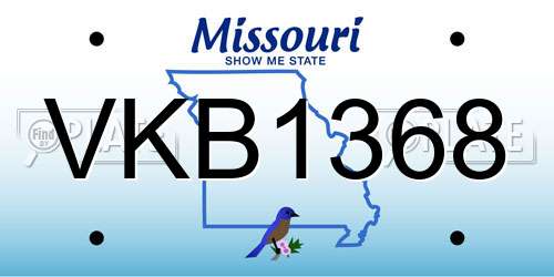 VKB1368 Missouri License Plate