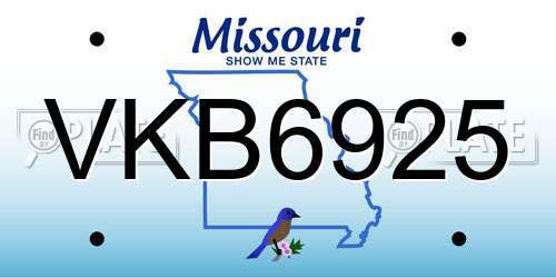 VKB6925 Missouri License Plate