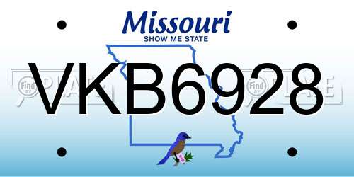VKB6928 Missouri License Plate
