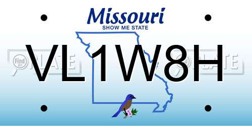 VL1W8H Missouri License Plate