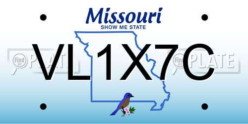 VL1X7C Missouri License Plate
