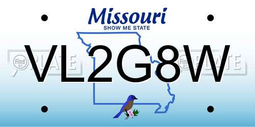 VL2G8W Missouri License Plate