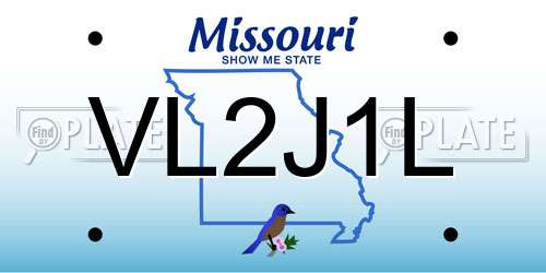 VL2J1L Missouri License Plate