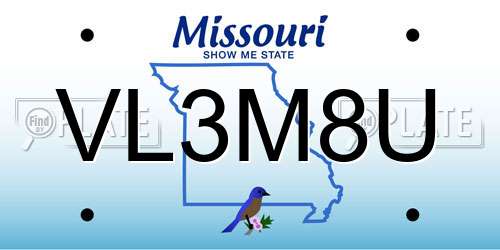 VL3M8U Missouri License Plate