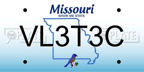 VL3T3C Missouri License Plate