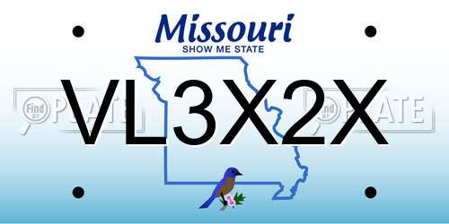 VL3X2X Missouri License Plate