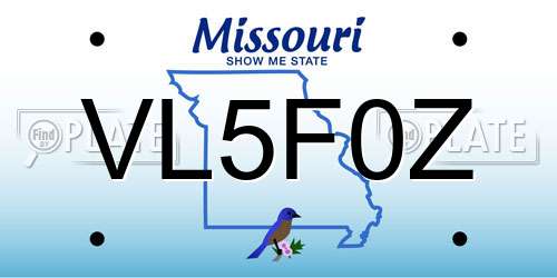 VL5F0Z Missouri License Plate