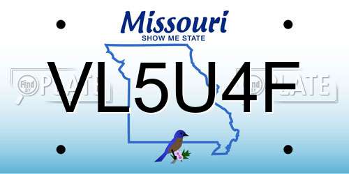 VL5U4F Missouri License Plate