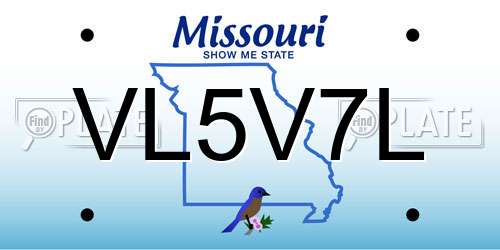 VL5V7L Missouri License Plate