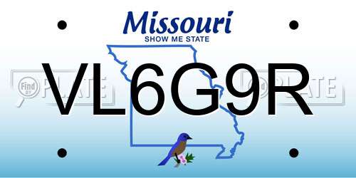 VL6G9R Missouri License Plate
