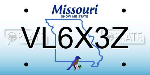 VL6X3Z Missouri License Plate