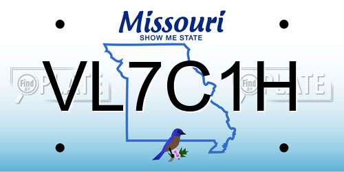 VL7C1H Missouri License Plate