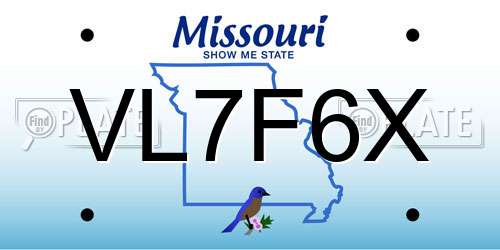 VL7F6X Missouri License Plate