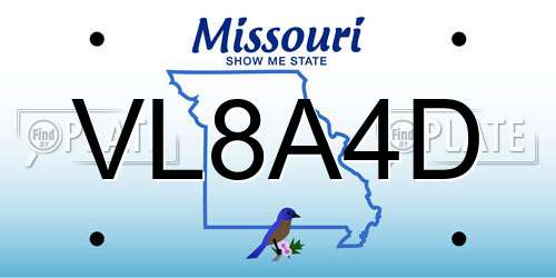 VL8A4D Missouri License Plate