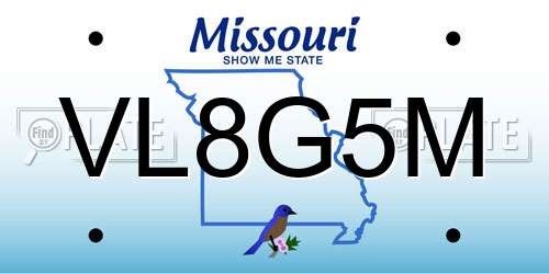 VL8G5M Missouri License Plate