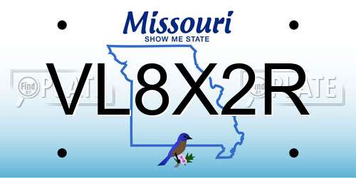 VL8X2R Missouri License Plate