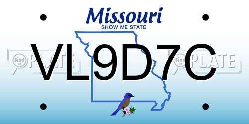 VL9D7C Missouri License Plate