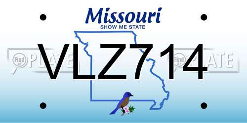 VLZ714 Missouri License Plate