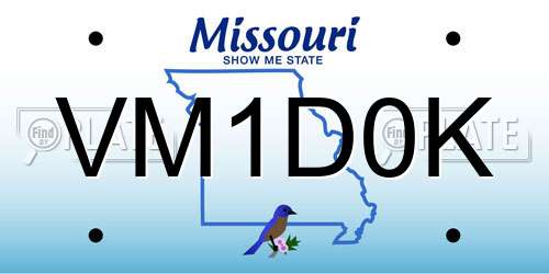 VM1D0K Missouri License Plate