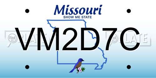 VM2D7C Missouri License Plate
