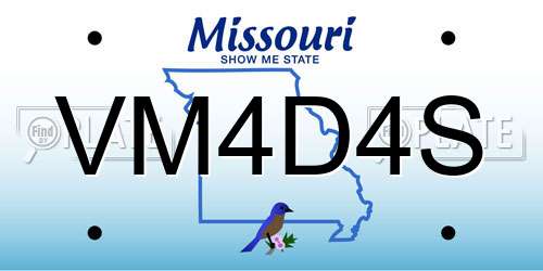 VM4D4S Missouri License Plate
