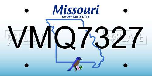 VMQ7327 Missouri License Plate