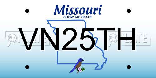 VN25TH Missouri License Plate
